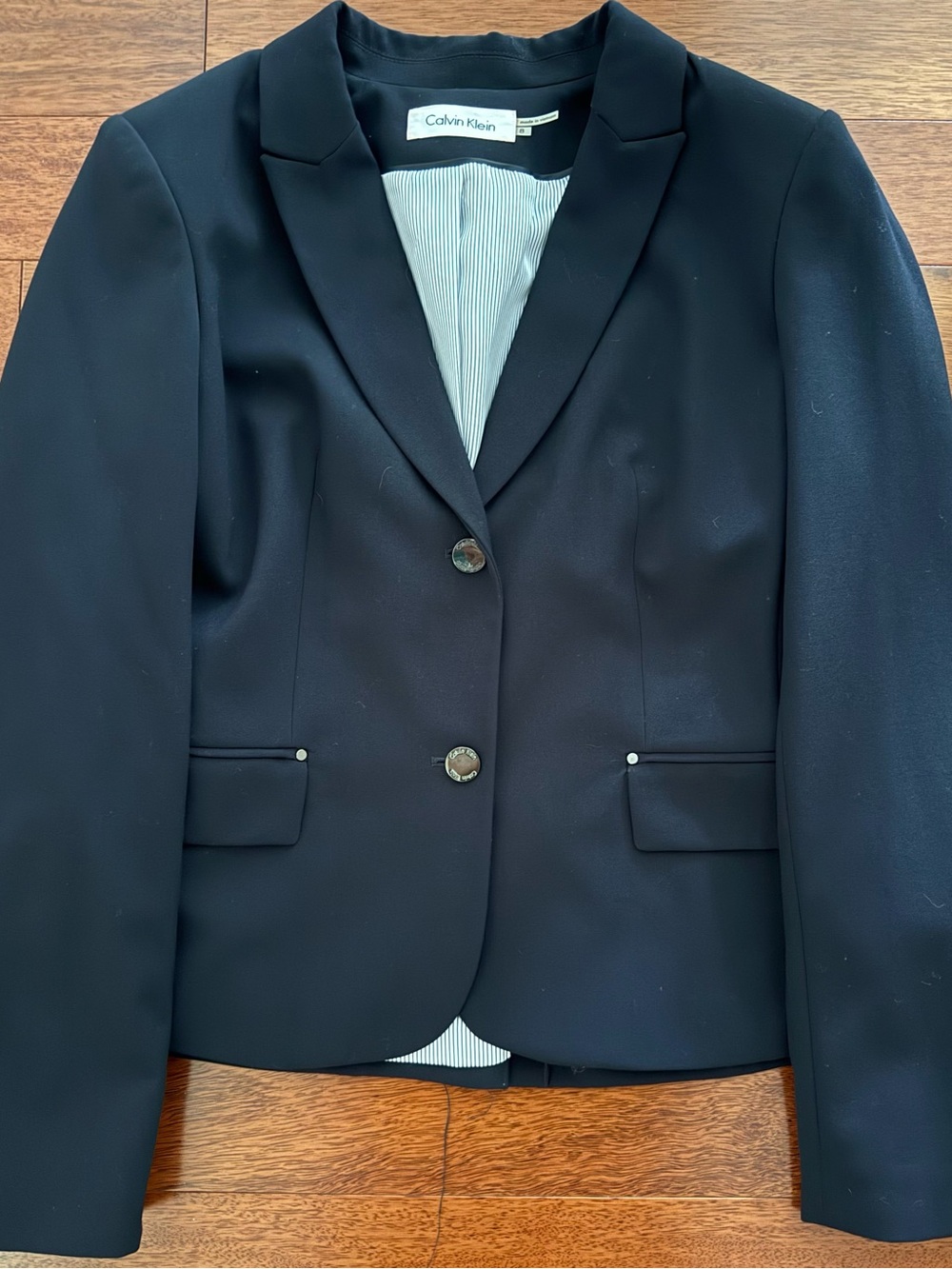 Calvin Klein Dark Navy Women's Single-Breasted Two-Button Blazer